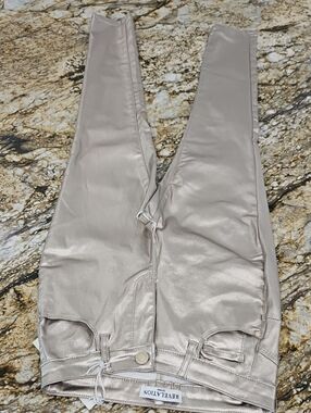 Revelation Women's Metallic Taupe Skinny Pants. Size 8 Inseam 26" Rise Flat 8.5"